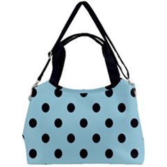 Large Black Polka Dots On Blizzard Blue - Double Compartment Shoulder Bag by FashionLane