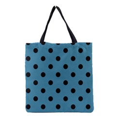 Large Black Polka Dots On Blue Moon - Grocery Tote Bag by FashionLane