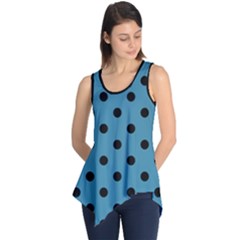 Large Black Polka Dots On Blue Moon - Sleeveless Tunic