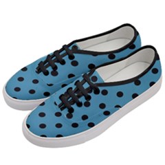 Large Black Polka Dots On Blue Moon - Women s Classic Low Top Sneakers