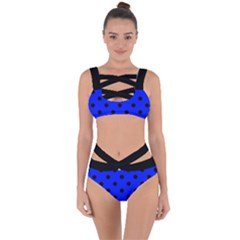 Large Black Polka Dots On Just Blue - Bandaged Up Bikini Set  by FashionLane