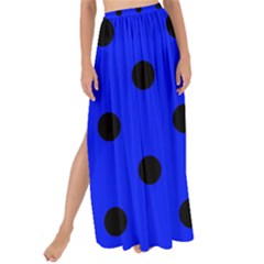 Large Black Polka Dots On Just Blue - Maxi Chiffon Tie-up Sarong by FashionLane