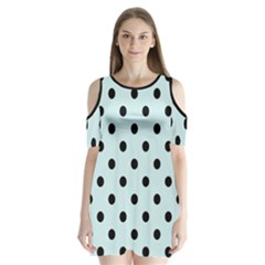 Large Black Polka Dots On Pale Blue - Shoulder Cutout Velvet One Piece