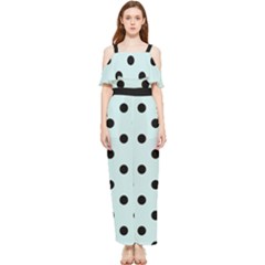 Large Black Polka Dots On Pale Blue - Draped Sleeveless Chiffon Jumpsuit by FashionLane