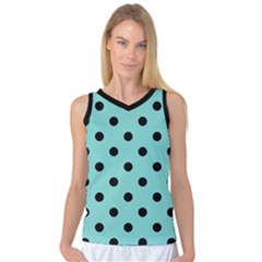 Large Black Polka Dots On Tiffany Blue - Women s Basketball Tank Top by FashionLane