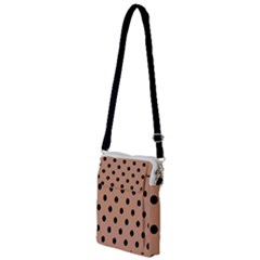 Large Black Polka Dots On Antique Brass Brown - Multi Function Travel Bag by FashionLane