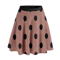 Large Black Polka Dots On Blast-off Bronze - High Waist Skirt by FashionLane