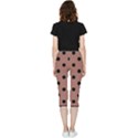 Large Black Polka Dots On Blast-off Bronze - Inside Out Lightweight Velour Capri Leggings  View2