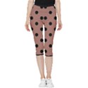 Large Black Polka Dots On Blast-off Bronze - Inside Out Lightweight Velour Capri Leggings  View3