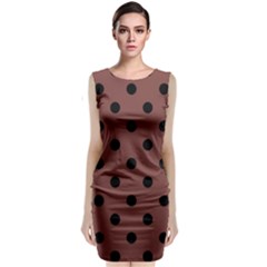 Large Black Polka Dots On Bole Brown - Classic Sleeveless Midi Dress