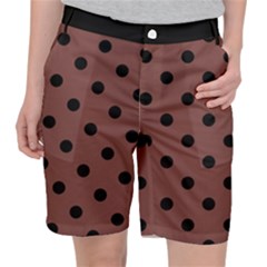 Large Black Polka Dots On Bole Brown - Pocket Shorts by FashionLane