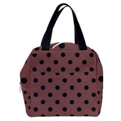Large Black Polka Dots On Bole Brown - Boxy Hand Bag by FashionLane