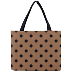 Large Black Polka Dots On Bone Brown - Mini Tote Bag by FashionLane