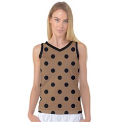 Large Black Polka Dots On Bone Brown - Women s Basketball Tank Top by FashionLane