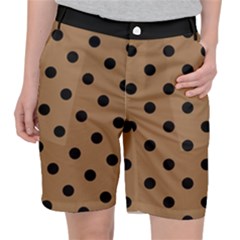 Large Black Polka Dots On Bone Brown - Pocket Shorts by FashionLane