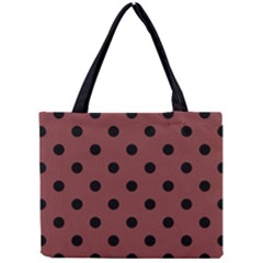 Large Black Polka Dots On Brandy Brown - Mini Tote Bag by FashionLane