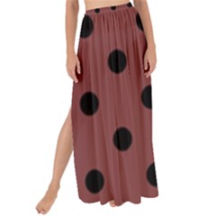 Large Black Polka Dots On Brandy Brown - Maxi Chiffon Tie-up Sarong by FashionLane
