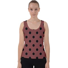 Large Black Polka Dots On Brandy Brown - Velvet Tank Top by FashionLane