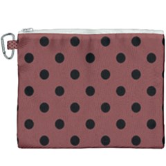 Large Black Polka Dots On Brandy Brown - Canvas Cosmetic Bag (xxxl) by FashionLane