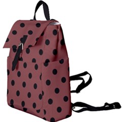 Large Black Polka Dots On Brandy Brown - Buckle Everyday Backpack by FashionLane