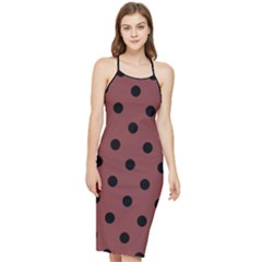 Large Black Polka Dots On Brandy Brown - Bodycon Cross Back Summer Dress by FashionLane