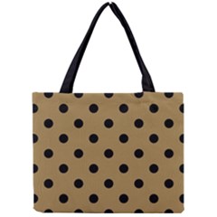 Large Black Polka Dots On Bronze Mist - Mini Tote Bag by FashionLane