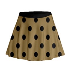 Large Black Polka Dots On Bronze Mist - Mini Flare Skirt by FashionLane