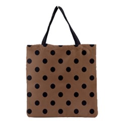 Large Black Polka Dots On Brown Bear - Grocery Tote Bag by FashionLane