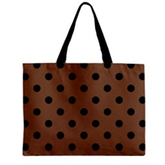 Large Black Polka Dots On Brown Bear - Zipper Mini Tote Bag by FashionLane