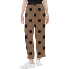 Large Black Polka Dots On Brown Bear - Women s Pants  by FashionLane