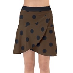 Large Black Polka Dots On Brunette Brown - Wrap Front Skirt by FashionLane