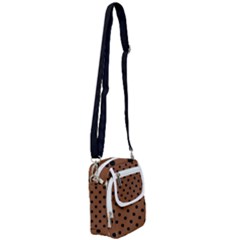 Large Black Polka Dots On Caramel Cafe Brown - Shoulder Strap Belt Bag by FashionLane