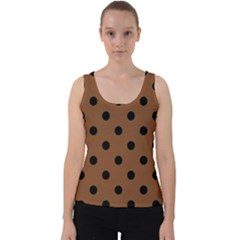 Large Black Polka Dots On Caramel Cafe Brown - Velvet Tank Top by FashionLane