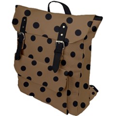 Large Black Polka Dots On Coyote Brown - Buckle Up Backpack by FashionLane