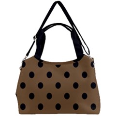 Large Black Polka Dots On Coyote Brown - Double Compartment Shoulder Bag by FashionLane