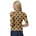 Large Black Polka Dots On Pale Brown - Quarter Sleeve Raglan Tee View2