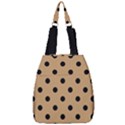 Large Black Polka Dots On Pale Brown - Center Zip Backpack View1