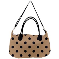 Large Black Polka Dots On Pale Brown - Removal Strap Handbag by FashionLane