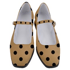 Large Black Polka Dots On Pale Brown - Women s Mary Jane Shoes by FashionLane