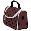 Large Black Polka Dots On Emperador Brown - Satchel Handbag View1