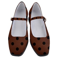 Large Black Polka Dots On Emperador Brown - Women s Mary Jane Shoes