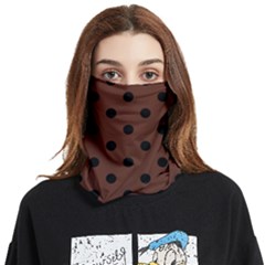 Large Black Polka Dots On Emperador Brown - Face Covering Bandana (two Sides)