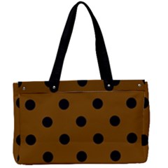 Large Black Polka Dots On Just Brown - Canvas Work Bag by FashionLane