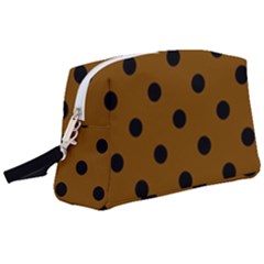 Large Black Polka Dots On Just Brown - Wristlet Pouch Bag (large) by FashionLane