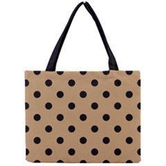 Large Black Polka Dots On Wood Brown - Mini Tote Bag by FashionLane