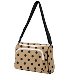 Large Black Polka Dots On Wood Brown - Front Pocket Crossbody Bag by FashionLane