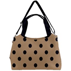 Large Black Polka Dots On Wood Brown - Double Compartment Shoulder Bag by FashionLane