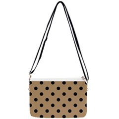 Large Black Polka Dots On Wood Brown - Double Gusset Crossbody Bag