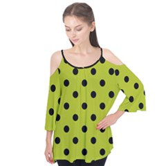 Large Black Polka Dots On Acid Green - Flutter Tees