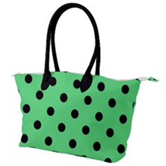 Large Black Polka Dots On Algae Green - Canvas Shoulder Bag by FashionLane